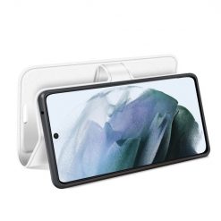 Peněženkové pouzdro Litchi bílé – Samsung Galaxy S21 FE | Levné Kryty | Levné Kryty | Levné Kryty
