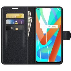 Peněženkové pouzdro Litchi černé – Realme 8 5G | Levné Kryty | Levné Kryty | Levné Kryty