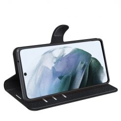 Peněženkové pouzdro Litchi černé – Samsung Galaxy S21 FE | Levné Kryty | Levné Kryty | Levné Kryty