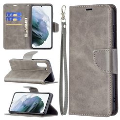 Peněženkové pouzdro Retro Lambskin šedé – Samsung Galaxy S21 FE | Levné Kryty | Levné Kryty | Levné Kryty
