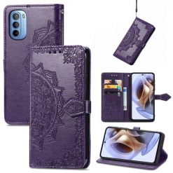 Peněženkové pouzdro Embossing Pattern Mandala Flower fialové – Motorola Moto G31 / G41 | Levné Kryty | Levné Kryty | Levné Kryty