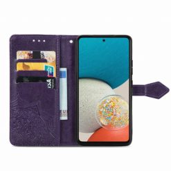 Peněženkové pouzdro Embossing Pattern Mandala Flower fialové – Samsung Galaxy A53 5G | Levné Kryty | Levné Kryty | Levné Kryty