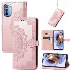 Peněženkové pouzdro Embossing Pattern Mandala Flower růžové – Motorola Moto G31 / G41 | Levné Kryty | Levné Kryty | Levné Kryty