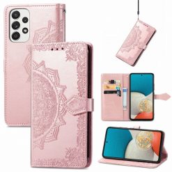 Peněženkové pouzdro Embossing Pattern Mandala Flower růžové – Samsung Galaxy A53 5G | Levné Kryty | Levné Kryty | Levné Kryty
