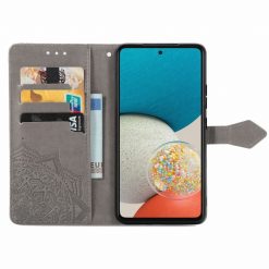 Peněženkové pouzdro Embossing Pattern Mandala Flower šedé – Samsung Galaxy A53 5G | Levné Kryty | Levné Kryty | Levné Kryty