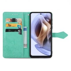 Peněženkové pouzdro Embossing Pattern Mandala Flower zelené – Motorola Moto G31 / G41 | Levné Kryty | Levné Kryty | Levné Kryty