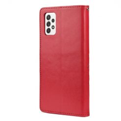 Peněženkové pouzdro Embossing Pattern Motyl a květ červené – Samsung Galaxy A53 5G | Levné Kryty | Levné Kryty | Levné Kryty
