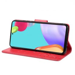 Peněženkové pouzdro Embossing Pattern Motyl a květ červené – Samsung Galaxy A53 5G | Levné Kryty | Levné Kryty | Levné Kryty