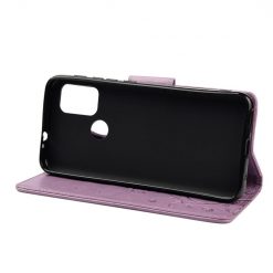 Peněženkové pouzdro Embossing Pattern Motyl a květ fialové – Motorola Moto G30 / G10 | Levné Kryty | Levné Kryty | Levné Kryty