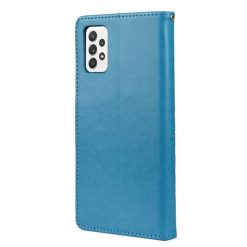 Peněženkové pouzdro Embossing Pattern Motyl a květ modré – Samsung Galaxy A53 5G | Levné Kryty | Levné Kryty | Levné Kryty