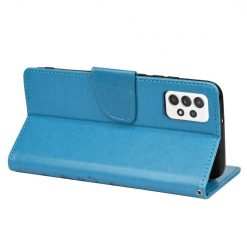 Peněženkové pouzdro Embossing Pattern Motyl a květ modré – Samsung Galaxy A53 5G | Levné Kryty | Levné Kryty | Levné Kryty