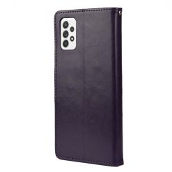 Peněženkové pouzdro Embossing Pattern Motyl a květ tmavěfialové – Samsung Galaxy A53 5G | Levné Kryty | Levné Kryty | Levné Kryty