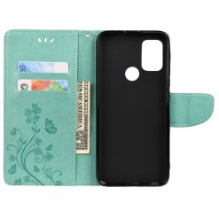 Peněženkové pouzdro Embossing Pattern Motyl a květ zelené – Motorola Moto G30 / G10 | Levné Kryty | Levné Kryty | Levné Kryty