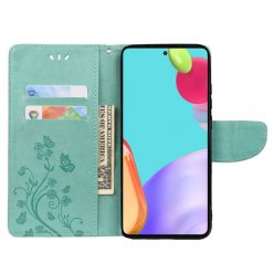 Peněženkové pouzdro Embossing Pattern Motyl a květ zelené – Samsung Galaxy A53 5G | Levné Kryty | Levné Kryty | Levné Kryty
