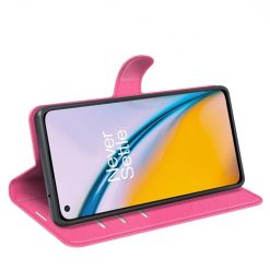 Peněženkové pouzdro Litchi tmavěrůžové – OnePlus Nord 2 5G | Levné Kryty | Levné Kryty | Levné Kryty