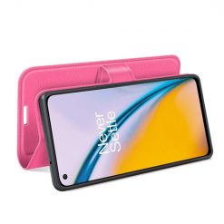 Peněženkové pouzdro Litchi tmavěrůžové – OnePlus Nord 2 5G | Levné Kryty | Levné Kryty | Levné Kryty