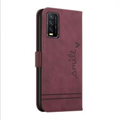 Peněženkové pouzdro Retro Smile bordové – Vivo Y20s | Levné Kryty | Levné Kryty | Levné Kryty