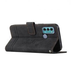Peněženkové pouzdro Retro Smile černé – Motorola Moto G31 / G41 | Levné Kryty | Levné Kryty | Levné Kryty