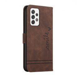Peněženkové pouzdro Retro Smile hnědé – Samsung Galaxy A53 5G | Levné Kryty | Levné Kryty | Levné Kryty