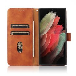 Peněženkové pouzdro Solid hnědé – Samsung Galaxy S22 Ultra | Levné Kryty | Levné Kryty | Levné Kryty