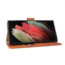 Peněženkové pouzdro Solid hnědé – Samsung Galaxy S22 Ultra | Levné Kryty | Levné Kryty | Levné Kryty