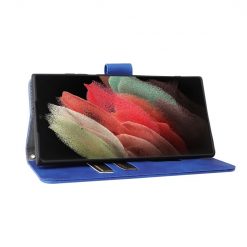 Peněženkové pouzdro Solid modré – Samsung Galaxy S22 Ultra | Levné Kryty | Levné Kryty | Levné Kryty