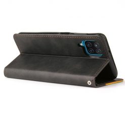 Peněženkové pouzdro Stitching černo-oranžové – Samsung Galaxy A12 / M12 | Levné Kryty | Levné Kryty | Levné Kryty
