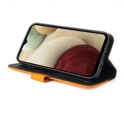 Peněženkové pouzdro Stitching černo-oranžové – Samsung Galaxy A12 / M12 | Levné Kryty | Levné Kryty | Levné Kryty
