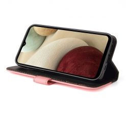 Peněženkové pouzdro Stitching černo-růžové – Samsung Galaxy A12 / M12 | Levné Kryty | Levné Kryty | Levné Kryty