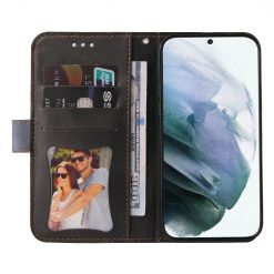 Peněženkové pouzdro Stitching černo-šedé – Samsung Galaxy S22 Ultra | Levné Kryty | Levné Kryty | Levné Kryty