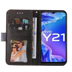 Peněženkové pouzdro Stitching černo-šedé – Vivo Y21 / Y21s / Y33s | Levné Kryty | Levné Kryty | Levné Kryty