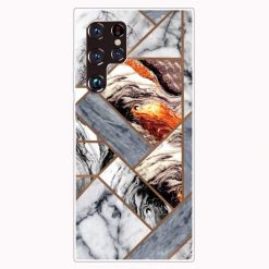 Zadní kryt Abstract Pattern Mramor s prvky bronzu – Samsung Galaxy S22 Ultra