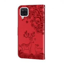 Peněženkové pouzdro Embossing Pattern Jelen červené – Samsung Galaxy A12 / M12 | Levné Kryty | Levné Kryty | Levné Kryty