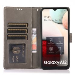 Peněženkové pouzdro Embossing Pattern Slunečnice šedé – Samsung Galaxy A12 / M12 | Levné Kryty | Levné Kryty | Levné Kryty