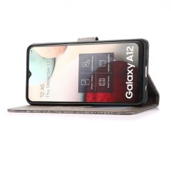 Peněženkové pouzdro Embossing Pattern Slunečnice šedé – Samsung Galaxy A12 / M12 | Levné Kryty | Levné Kryty | Levné Kryty