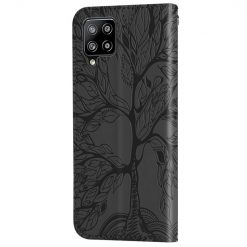 Peněženkové pouzdro Embossing Pattern Strom černé – Samsung Galaxy A12 / M12 | Levné Kryty | Levné Kryty | Levné Kryty