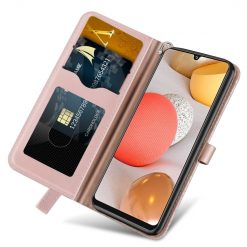 Peněženkové pouzdro Embossing Pattern Strom růžové – Samsung Galaxy A12 / M12 | Levné Kryty | Levné Kryty | Levné Kryty