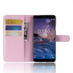 Peněženkové pouzdro Litchi růžové – Nokia 7 Plus | Levné Kryty | Levné Kryty | Levné Kryty