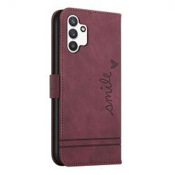 Peněženkové pouzdro Retro Smile bordové – Samsung Galaxy A13 (4G) | Levné Kryty | Levné Kryty | Levné Kryty