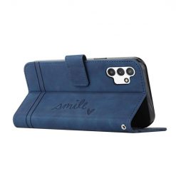 Peněženkové pouzdro Retro Smile modré – Samsung Galaxy A13 (4G) | Levné Kryty | Levné Kryty | Levné Kryty