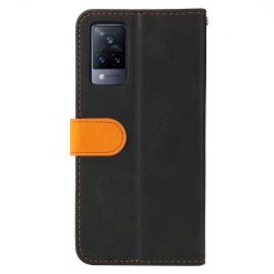 Peněženkové pouzdro Stitching černo-oranžové – Vivo V21 5G | Levné Kryty | Levné Kryty | Levné Kryty