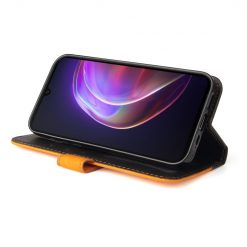 Peněženkové pouzdro Stitching černo-oranžové – Vivo V21 5G | Levné Kryty | Levné Kryty | Levné Kryty