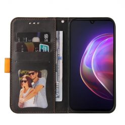 Peněženkové pouzdro Stitching černo-oranžové – Vivo V21 5G | Levné Kryty | Levné Kryty | Levné Kryty