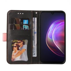 Peněženkové pouzdro Stitching černo-růžové – Vivo V21 5G | Levné Kryty | Levné Kryty | Levné Kryty