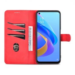 Peněženkové pouzdro AZNS Skin Feel červené – Realme 9i / Oppo A96 | Levné Kryty | Levné Kryty | Levné Kryty