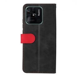 Peněženkové pouzdro Stitching černo-červené – Xiaomi Redmi 10C | Levné Kryty | Levné Kryty | Levné Kryty