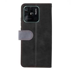 Peněženkové pouzdro Stitching černo-šedé – Xiaomi Redmi 10C | Levné Kryty | Levné Kryty | Levné Kryty
