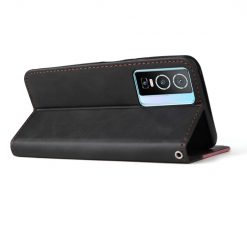 Peněženkové pouzdro Stitching černo-růžové – Vivo Y76 5G | Levné Kryty | Levné Kryty | Levné Kryty