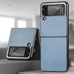 Kryt Cross Pattern Slim modrý – Samsung Galaxy Z Flip 4 | Levné Kryty | Levné Kryty | Levné Kryty