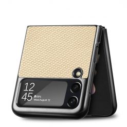 Kryt Cross Pattern Slim zlatý – Samsung Galaxy Z Flip 4 | Levné Kryty | Levné Kryty | Levné Kryty